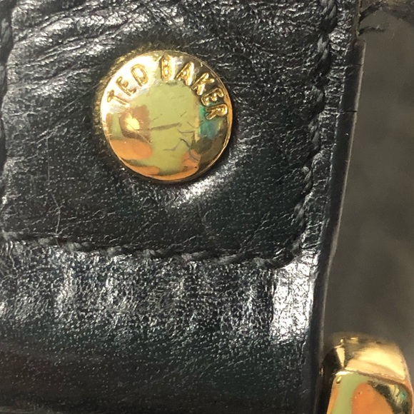 TED BAKER Black Lambskin and Brass Accent Throughout Bag & Strap Crossbody Bag - Picture 8 of 17